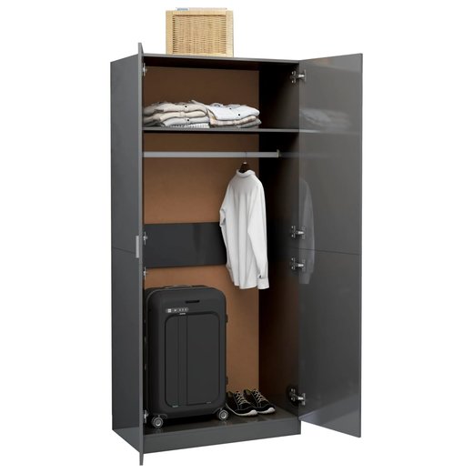 Kleiderschrank Hochglanz-Grau 9052200 cm Spanplatte