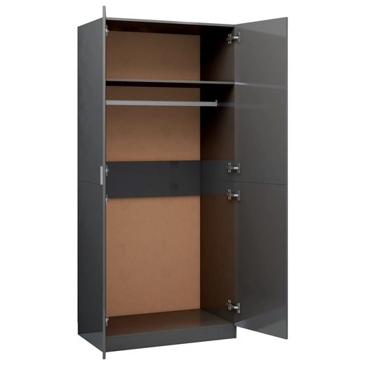 Kleiderschrank Hochglanz-Grau 9052200 cm Spanplatte