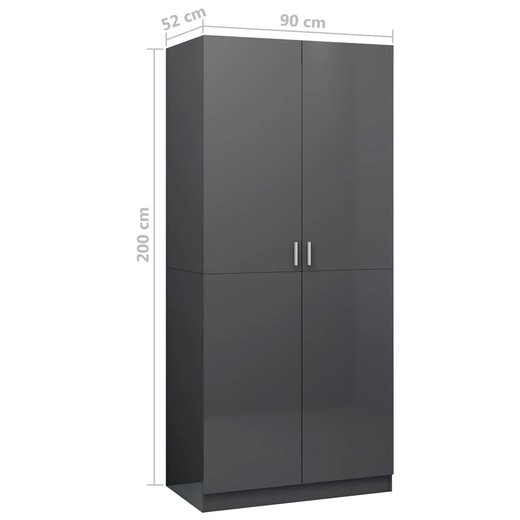 Kleiderschrank Hochglanz-Grau 9052200 cm Spanplatte
