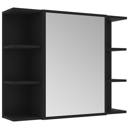 Bad-Spiegelschrank Schwarz 80x20,5x64 cm Spanplatte