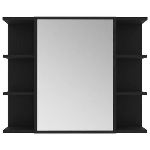 Bad-Spiegelschrank Schwarz 80x20,5x64 cm Spanplatte