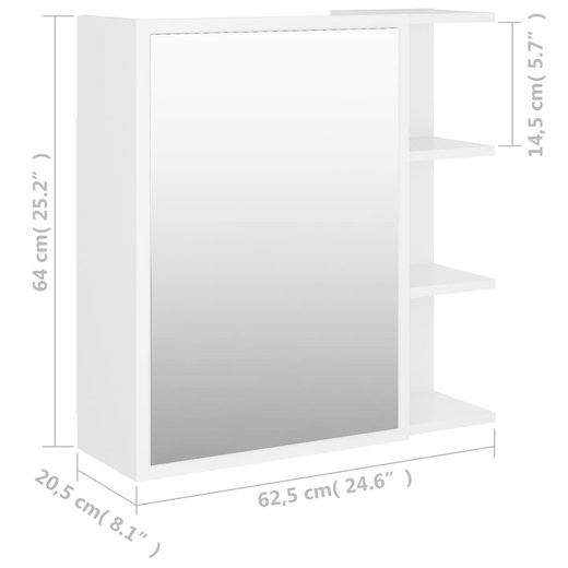 Bad-Spiegelschrank Wei 62,5x20,5x64 cm Spanplatte