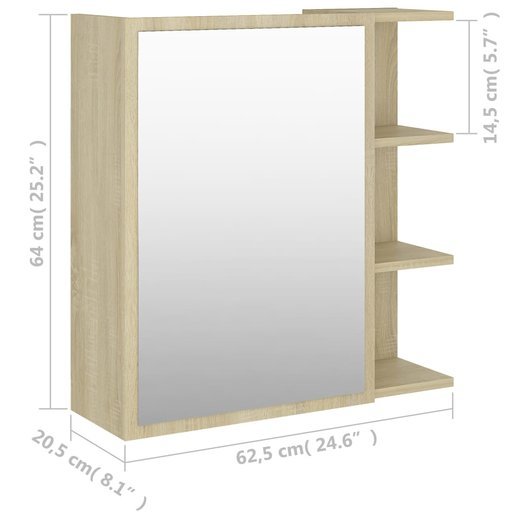 Bad-Spiegelschrank Sonoma-Eiche 62,5x20,5x64 cm Spanplatte