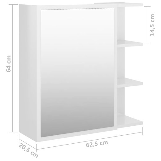 Bad-Spiegelschrank Hochglanz-Wei 62,5x20,5x64 cm Spanplatte