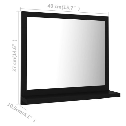 Badspiegel Schwarz 40x10,5x37 cm Spanplatte