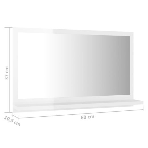 Badspiegel Hochglanz-Wei 60x10,5x37 cm Spanplatte