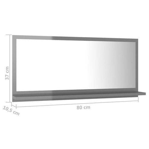Badspiegel Hochglanz-Grau 80x10,5x37 cm Spanplatte