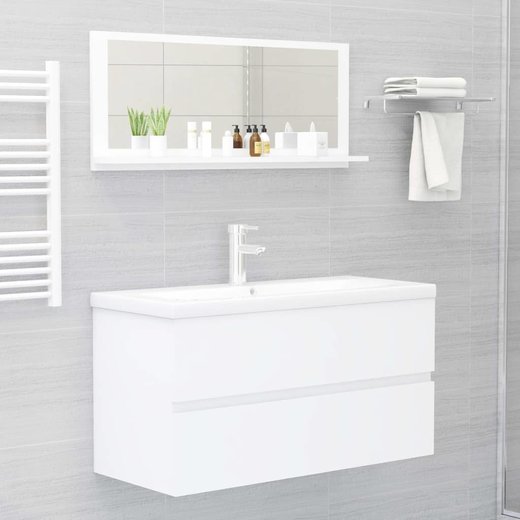 Badspiegel Wei 90x10,5x37 cm Spanplatte