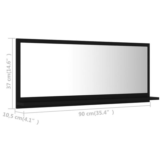 Badspiegel Schwarz 90x10,5x37 cm Spanplatte