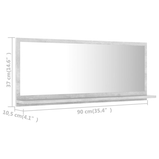 Badspiegel Betongrau 90x10,5x37 cm Spanplatte