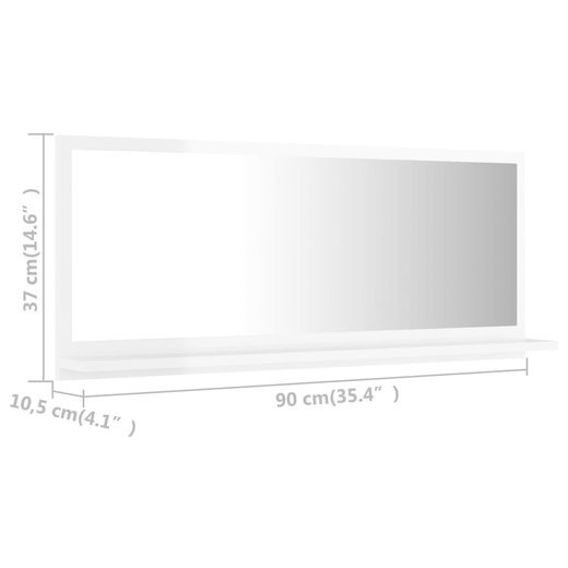 Badspiegel Hochglanz-Wei 90x10,5x37 cm Spanplatte
