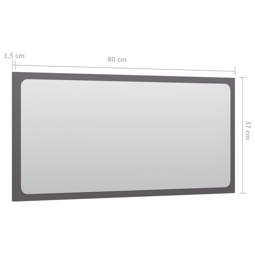 Badspiegel Hochglanz-Grau 80x1,5x37 cm Spanplatte