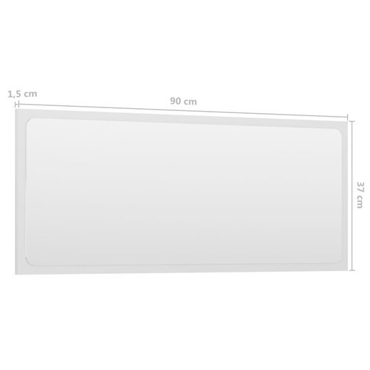 Badspiegel Hochglanz-Wei 90x1,5x37 cm Spanplatte
