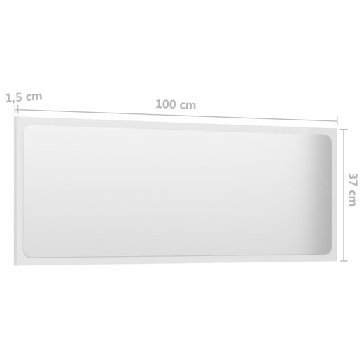 Badspiegel Hochglanz-Wei 100x1,5x37 cm Spanplatte