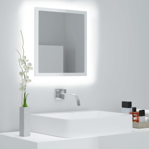 LED-Badspiegel Hochglanz-Wei 40x8,5x37 cm Spanplatte