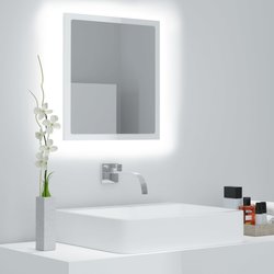 LED-Badspiegel Hochglanz-Weiß 40x8,5x37 cm Spanplatte