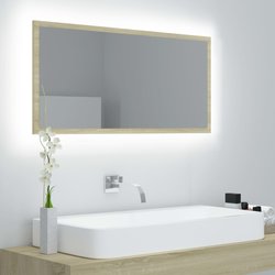LED-Badspiegel Sonoma-Eiche 90x8,5x37 cm Spanplatte