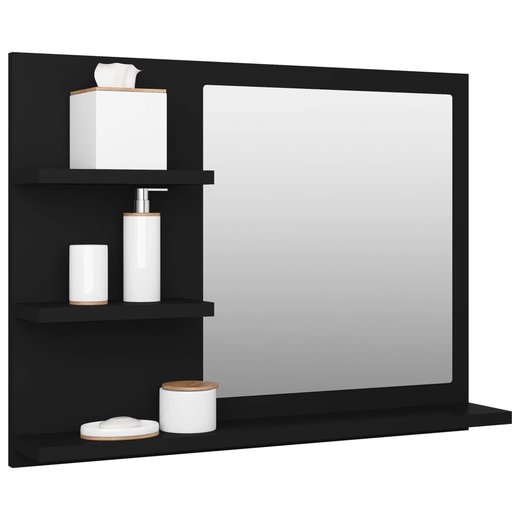 Badspiegel Schwarz 60x10,5x45 cm Spanplatte