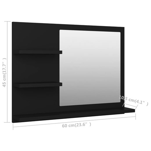 Badspiegel Schwarz 60x10,5x45 cm Spanplatte