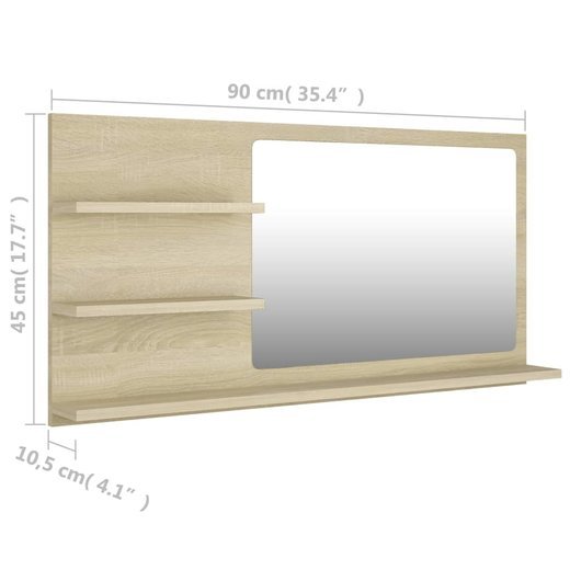 Badspiegel Sonoma-Eiche 90x10,5x45 cm Spanplatte