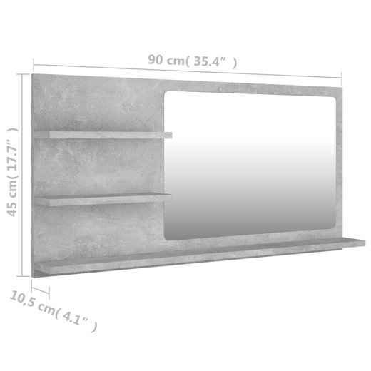 Badspiegel Betongrau 90x10,5x45 cm Spanplatte