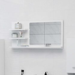 Badspiegel Hochglanz-Wei 90x10,5x45 cm Spanplatte