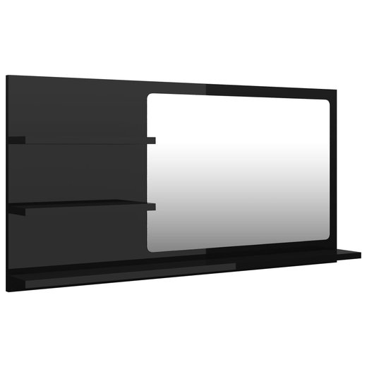 Badspiegel Hochglanz-Schwarz 90x10,5x45 cm Spanplatte
