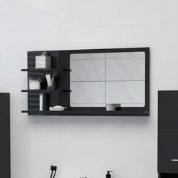 Badspiegel Hochglanz-Schwarz 90x10,5x45 cm Spanplatte