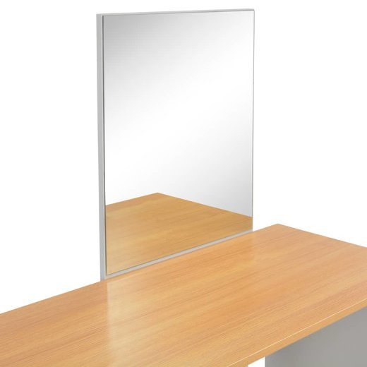 Schminktisch mit Spiegel und Hocker Grau 104 x 45 x 131 cm