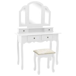 Schminktisch-Set mit Hocker Wei 100x40x146 cm...