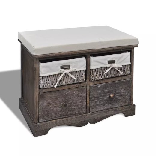 Sitzbank mit Stauraum Braun 623342 cm Paulownia Holz