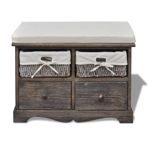 Sitzbank mit Stauraum Braun 623342 cm Paulownia Holz