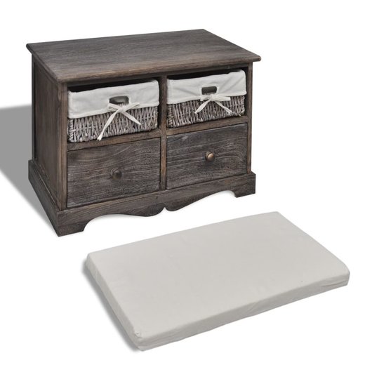 Sitzbank mit Stauraum Braun 623342 cm Paulownia Holz