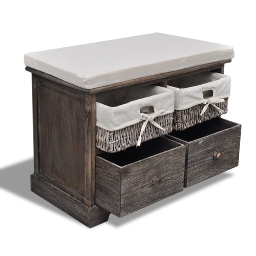 Sitzbank mit Stauraum Braun 623342 cm Paulownia Holz