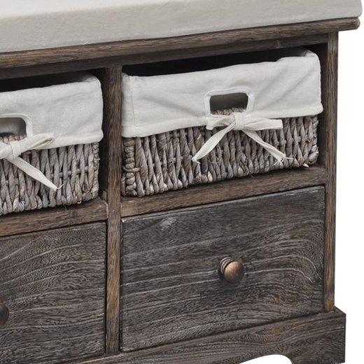 Sitzbank mit Stauraum Braun 623342 cm Paulownia Holz