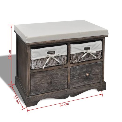 Sitzbank mit Stauraum Braun 623342 cm Paulownia Holz