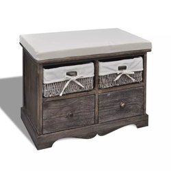 Sitzbank mit Stauraum Braun 623342 cm Paulownia Holz