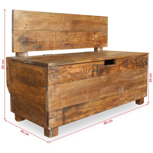 Sitzbank Altholz Massiv 86 x 40 x 60 cm