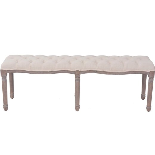 Bank Leinen Massivholz 150 x 40 x 48 cm Cremewei