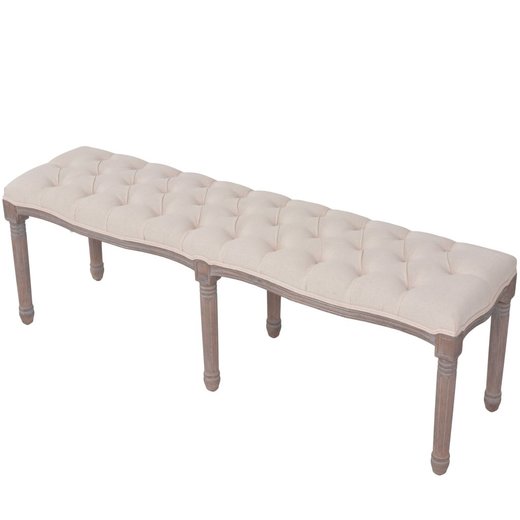 Bank Leinen Massivholz 150 x 40 x 48 cm Cremewei