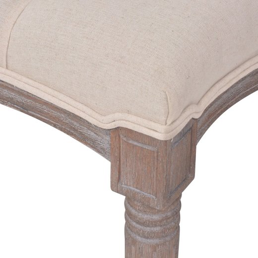 Bank Leinen Massivholz 150 x 40 x 48 cm Cremewei