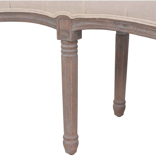 Bank Leinen Massivholz 150 x 40 x 48 cm Cremewei