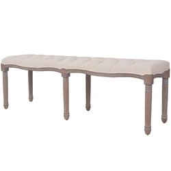 Bank Leinen Massivholz 150 x 40 x 48 cm Cremewei