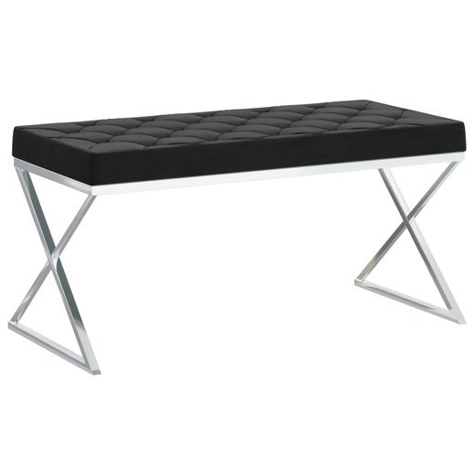 Bank 97 cm Schwarz Samt und Edelstahl