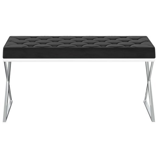 Bank 97 cm Schwarz Samt und Edelstahl