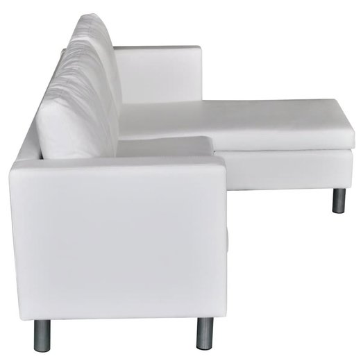 L-frmiges Sofa 3-Sitzer Kunstleder Wei