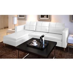 L-frmiges Sofa 3-Sitzer Kunstleder Wei