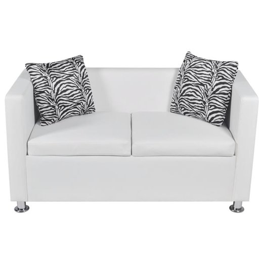 2-Sitzer-Sofa Kunstleder Wei