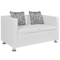 2-Sitzer-Sofa Kunstleder Wei