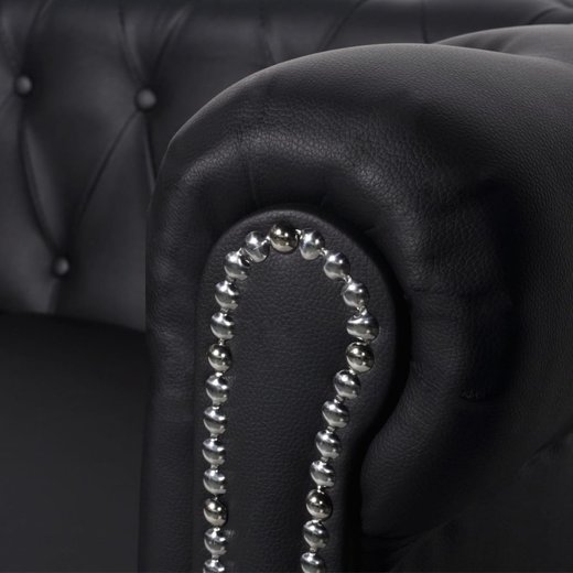 Chesterfield Sofa 2-Sitzer Kunstleder Schwarz
